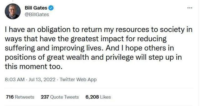 比尔・盖茨称计划捐出所有财富,退出富豪榜