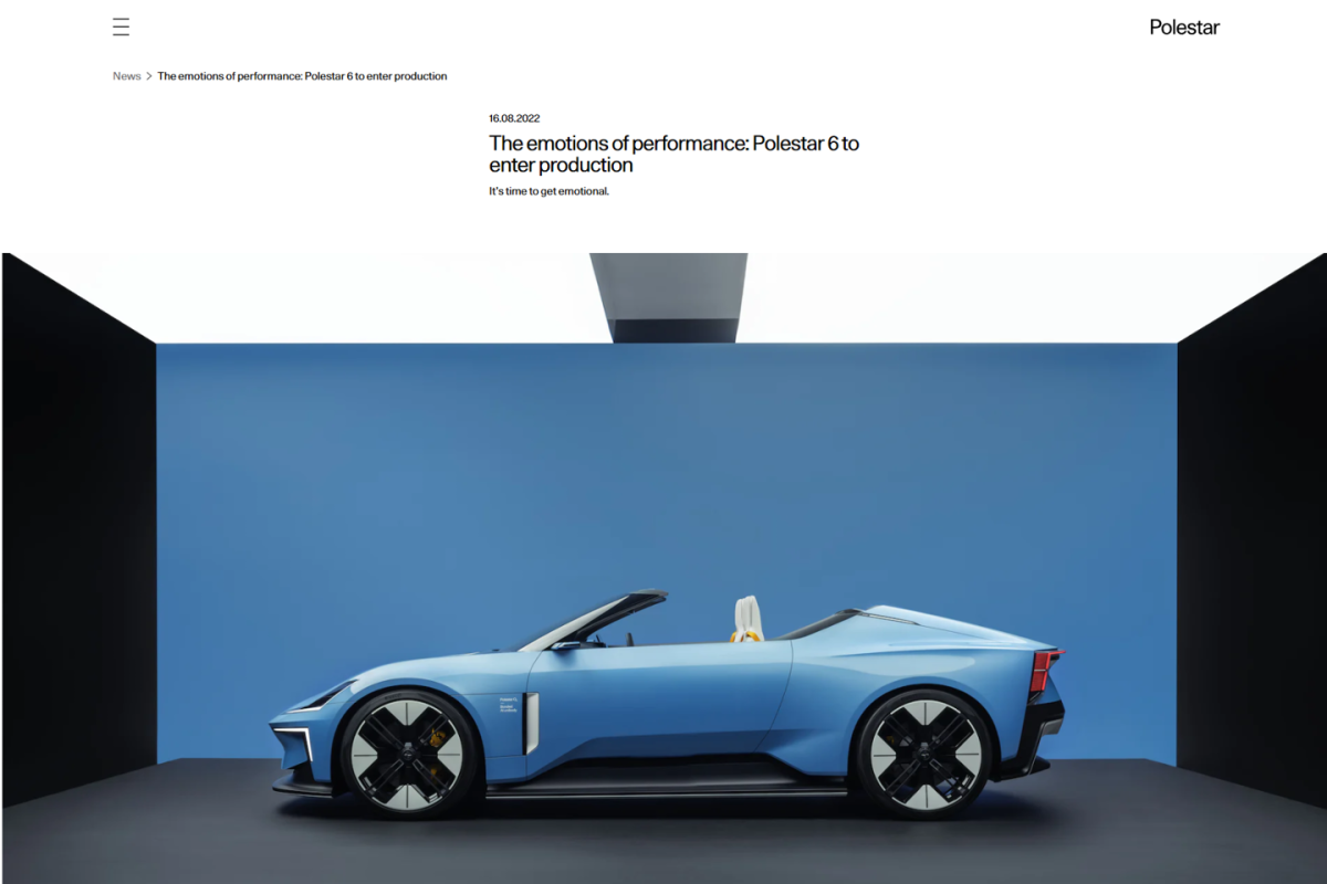 极星全新纯电概念跑车极星 6 将投入量产:零百加速 3.2 秒,预计 2026 年上市