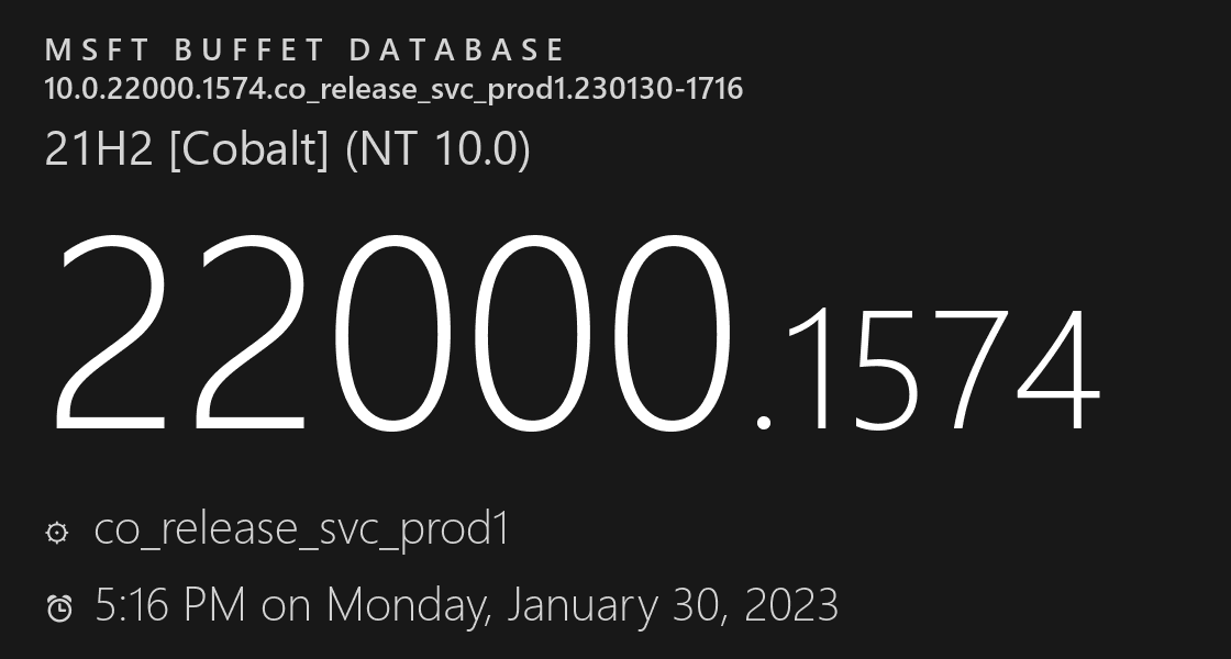 Win11 21H2(22000.1574)二月累积更新KB5022836推出啦!