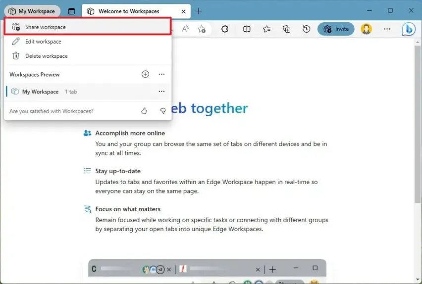 Microsoft Edge怎么共享工作区上的文件?