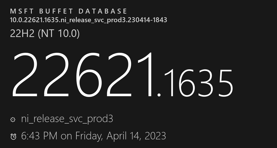 微软发布Win11 22H2 KB5025305(22621.1635)四月累积更新补丁!