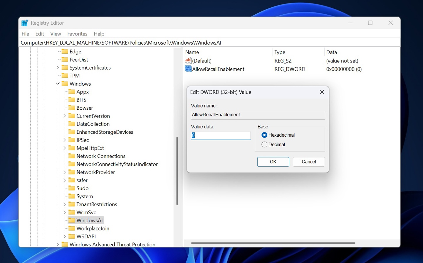 Win11 24H2关闭Recall AI回顾功能的方法