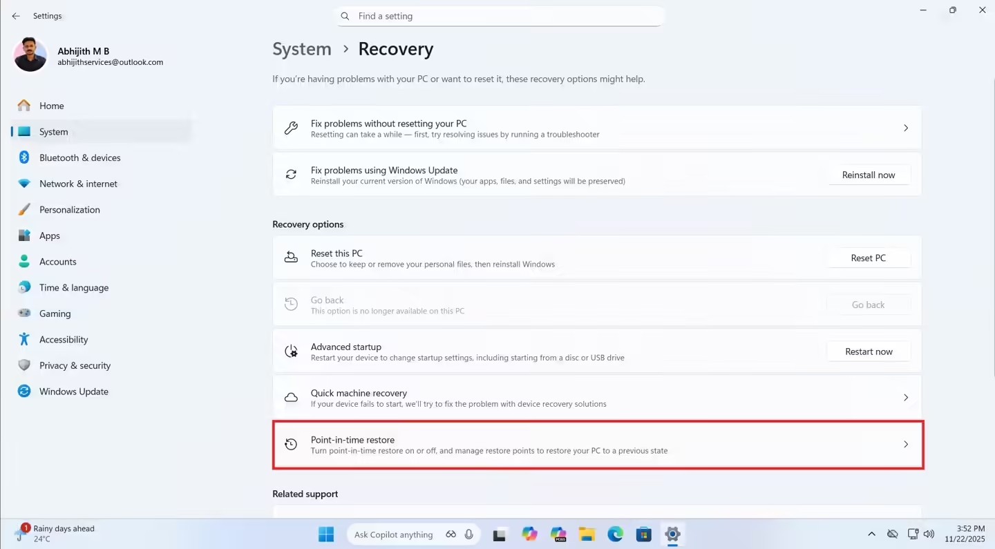 微软 Win11 新增 “时间点还原”功能,比传统系统还原更全面