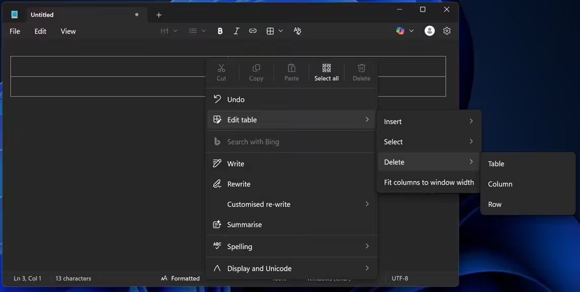 Win11 记事本新增原生表格功能,支持 Markdown 编辑