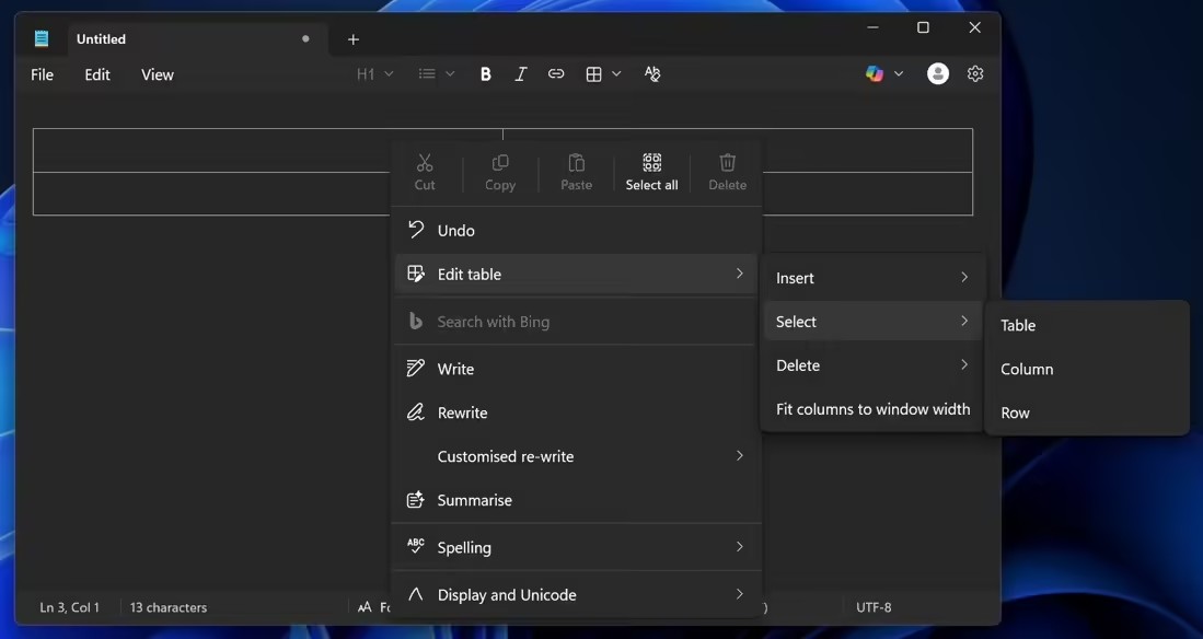 Win11 记事本新增原生表格功能,支持 Markdown 编辑