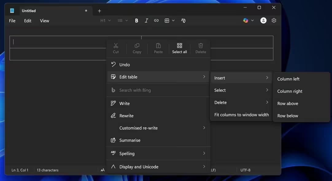 Win11 记事本新增原生表格功能,支持 Markdown 编辑