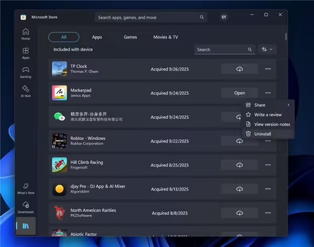 Win11 应用商店新增卸载按钮，卸载应用更省事