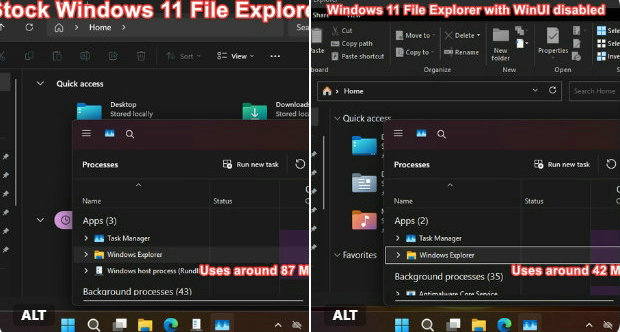修复 Win11 文件管理器 “闪光弹”问题，内存占用直接降 51%